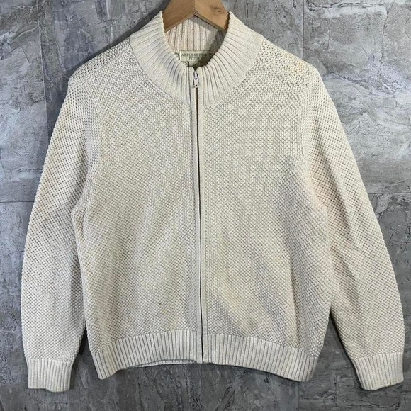 Appleseed's Sweaters - Appleseeds Petites cream cotton cashmere blend knit zip-up sweater
Size Large